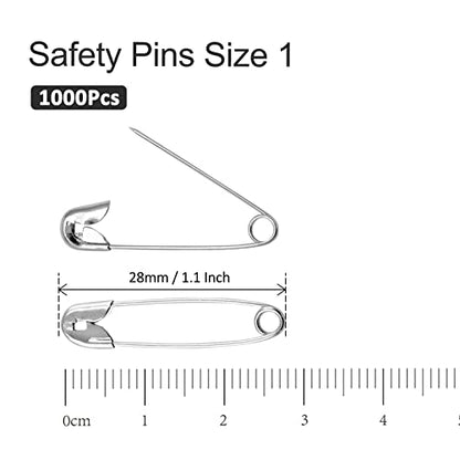1000 PCS 28mm Safety Pins Nickel Plated (1000 Count)