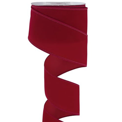 Red Velvet Wired Ribbon 2.5 Inch Wide Red Ribbons 25 Yards Spool Velvet Christmas Ribbon Red Wired Ribbons for Christmas Tree (75 Foot)
