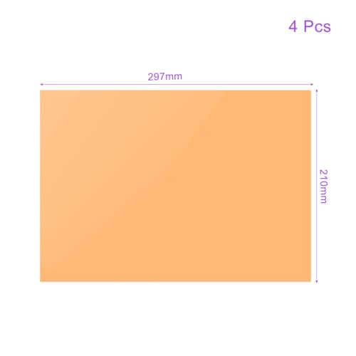 4Pcs Correction Gel Light Filter Overlay Transparent Plastic PVC Sheets Orange for Photo