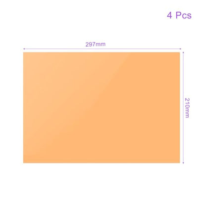 4Pcs Correction Gel Light Filter Overlay Transparent Plastic PVC Sheets Orange for Photo