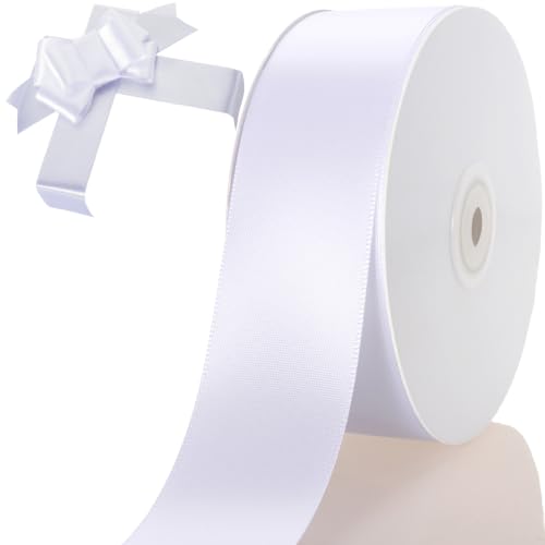 1-1/2 Inch White Ribbon 50Yards – Perfect for Gift Wrapping