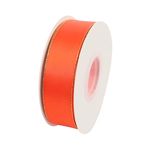 1" Inch Double Faced Satin Ribbon 25 Yards with Gold Edges