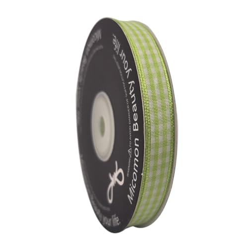 Apple Green Gingham Plaid Checked Ribbon 25 Yard Each Roll 100% Polyester