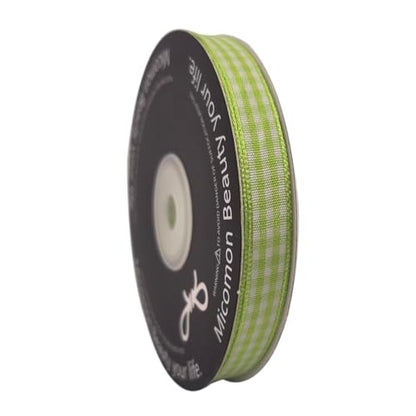 Apple Green Gingham Plaid Checked Ribbon 25 Yard Each Roll 100% Polyester
