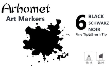 6pcs Black Alcohol Markers Set (6 Count)