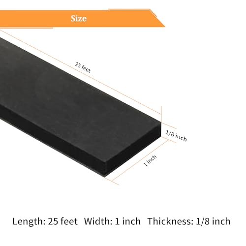 Solid Neoprene Rubber Strips with Adhesive Backing 1 (25 Foot)
