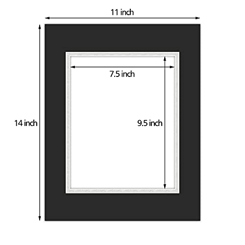 5 Pack Double mat 11x14 for 8x10 Photo Black Over Silver
