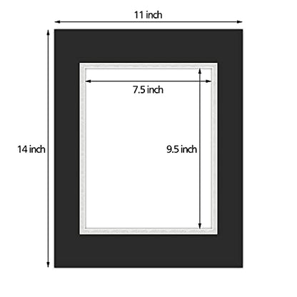5 Pack Double mat 11x14 for 8x10 Photo Black Over Silver