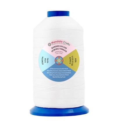 Size 138 420D T135 White Bonded Nylon Thread (3750 Foot)