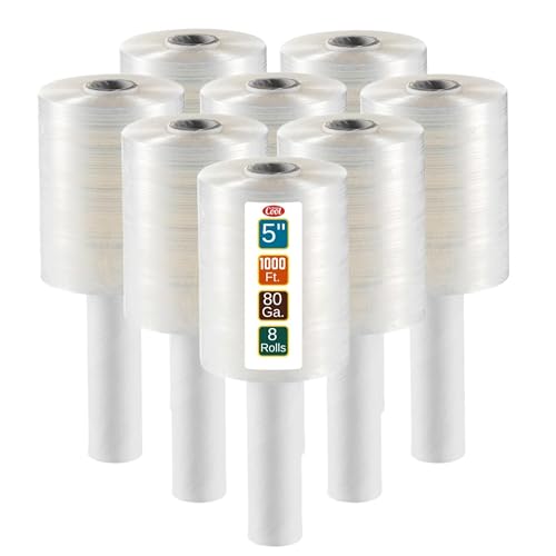 Mini Stretch Wrap 8 Pack 5 Inch 1000 Ft 80 Gauge Shrink Wrap