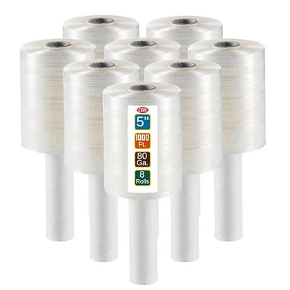 Mini Stretch Wrap 8 Pack 5 Inch 1000 Ft 80 Gauge Shrink Wrap