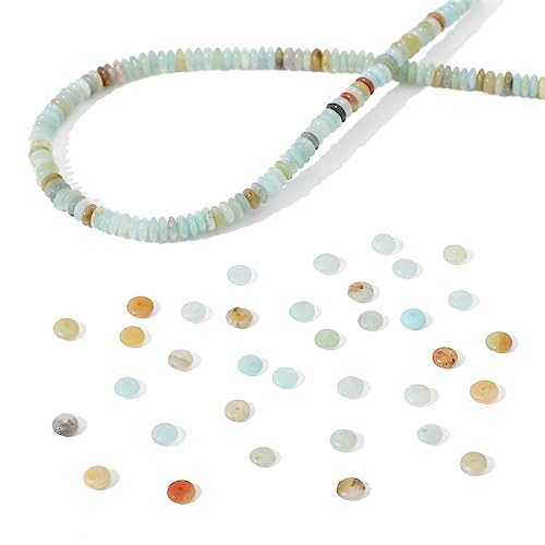 Natural Amazonite Disk Stone Beads 4x2mm 160pcs Rondelle Loose Semi Gemstone Beads for Jewelry Making Design (160 Count)