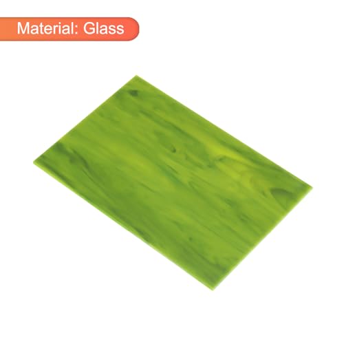 2 Pcs Stained Glass Sheet Mosaic Tile 7.9 Inch x 5.9 Inch Green Stained Glass Sheets for Crafts DIY Art Project