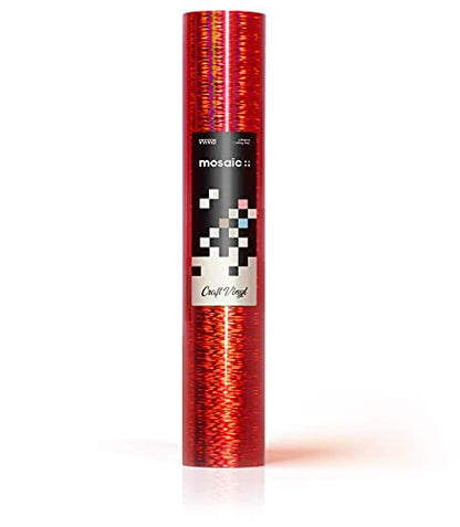 Mosaic+ Red Brushed Holographic 1ft x 5ft Crafting Vinyl Crinkle
