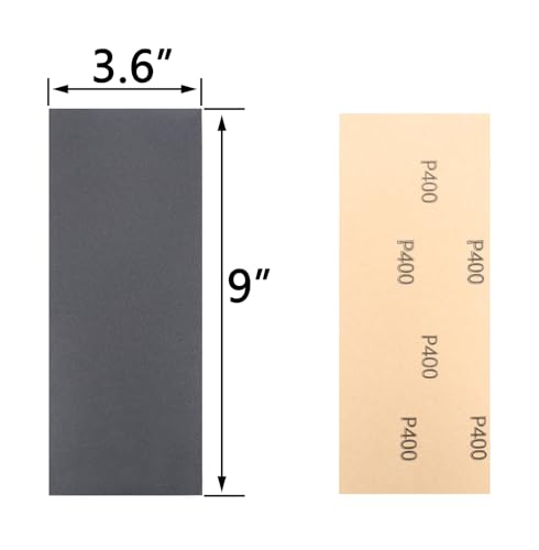 30Pcs 9 x 3.6 Inchs 400 Grit Wet and Dry Handmade Universal Sanding Sheets (30 Count)