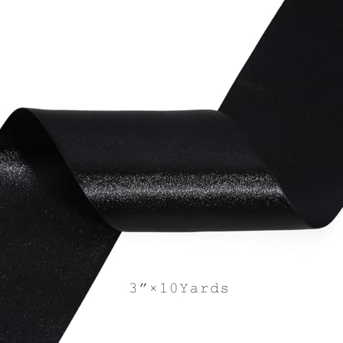 Black Satin Ribbon 3 Inch x 10 Yards Double Faced