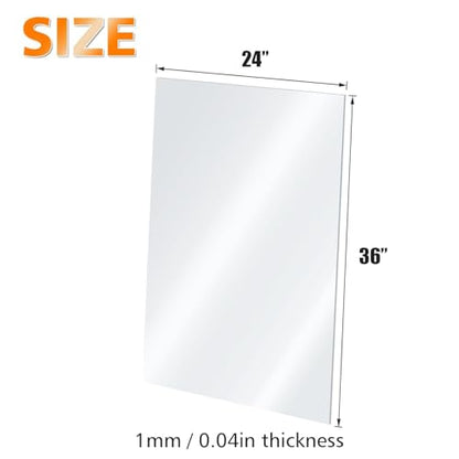 Plexiglass Sheets Acrylic Sheets 12 Pack of 24x36’’ 0.04 Thick Clear Plastic Cast Transparent Plexi Glass for Crafting Projects (12 Count)
