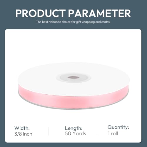 3 8" x 50 Yards Pink Satin Ribbon Crafts Gift Wrapping