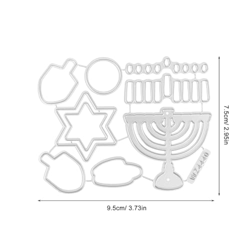 Hanukkah Cutting Die 3.74X2.95In Metal Craft Stencil for DIY Holiday Cards Scrapbooking and Hanukkah Party Decorations
