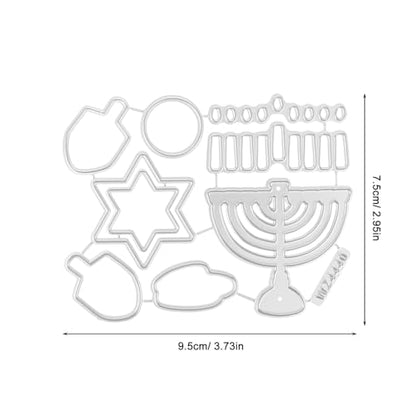 Hanukkah Cutting Die 3.74X2.95In Metal Craft Stencil for DIY Holiday Cards Scrapbooking and Hanukkah Party Decorations