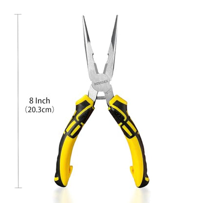 8 inch Needle Nose Pliers with Wire Cutters Spring Loaded