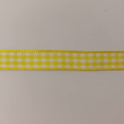 Yellow and White Gingham Plaid Checked Ribbon 25 Yards Per Roll Checkerd Craft 100% Polyester