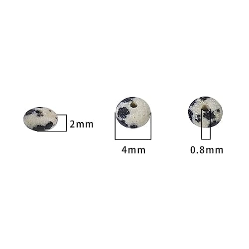 Natural Dalmatian Disk Stone Beads 4x2mm 160pcs Rondelle Loose Semi Gemstone Beads for Jewelry Making Design (160 Count)