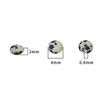 Natural Dalmatian Disk Stone Beads 4x2mm 160pcs Rondelle Loose Semi Gemstone Beads for Jewelry Making Design (160 Count)