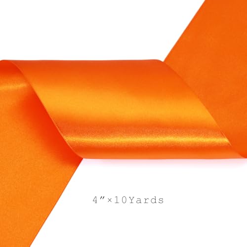 Orange Satin Ribbon 4 Inch x 10 Yards Double Faced