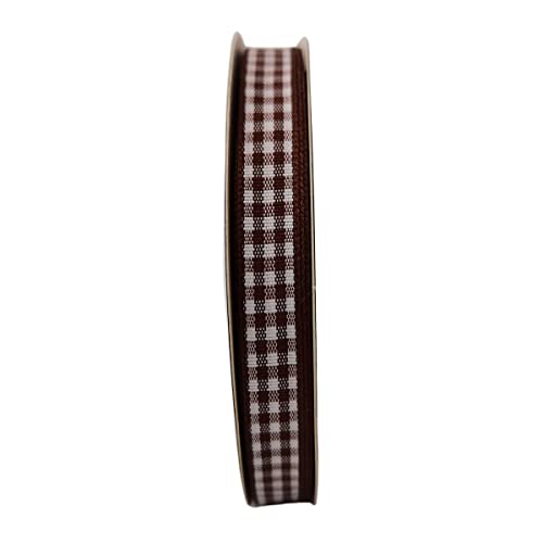 Brown Gingham Ribbon 25 Yards Christmas Ribbon for Crafts Plaid Checked Ribbon 100% Polyester (75 Foot)