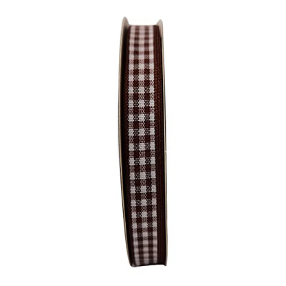 Brown Gingham Ribbon 25 Yards Christmas Ribbon for Crafts Plaid Checked Ribbon 100% Polyester (75 Foot)