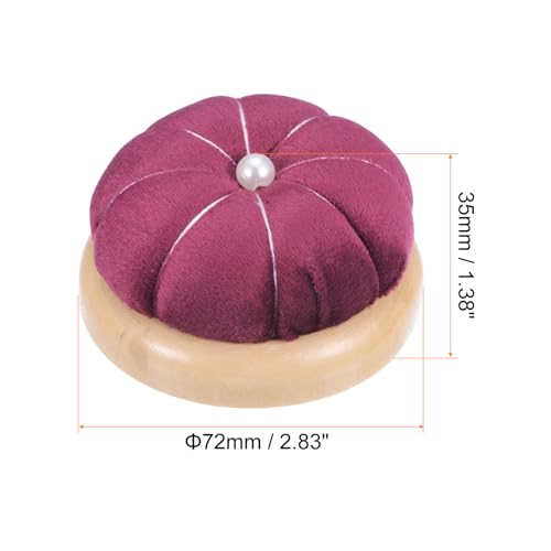 Wooden Base Pin Cushion Japanese Style Cute Needle Holder Pincushions Round for Sewing Quilting Needlework DIY Crafts