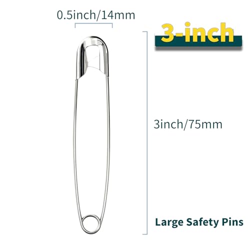 3 Inch Extra Large Safety Pins (100 Count)