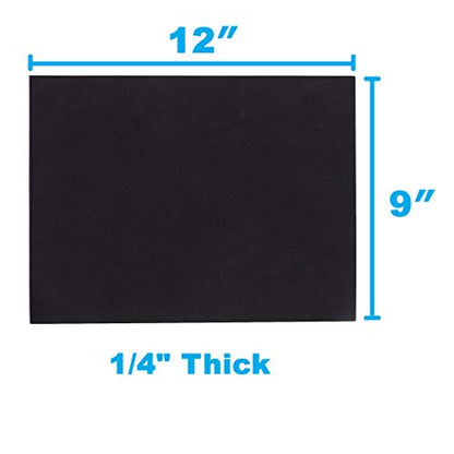 24 Ct Sheets Black EVA Cosplay Foam in 9” x 12’’ Sheets; High Density Thick Foam 85 kg