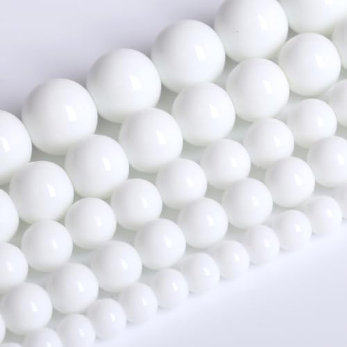 4MM Natural Stone White Porcelain Agate Beads Round Loose Stone Beads for Jewelry and Bracelets Making 90pcs 1 Strands 16"