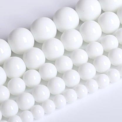 4MM Natural Stone White Porcelain Agate Beads Round Loose Stone Beads for Jewelry and Bracelets Making 90pcs 1 Strands 16"