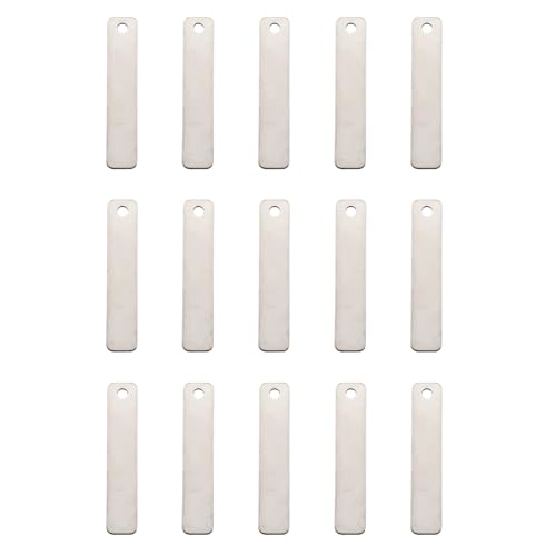 15PCS Metal Engraving Plate Stainless Steel Blank Stamping Rectangle Label 8th DIY Stamping Stamping Military Pendant Long Strip Tag (15 Count)