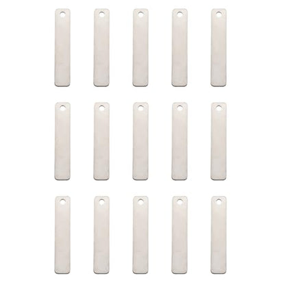 15PCS Metal Engraving Plate Stainless Steel Blank Stamping Rectangle Label 8th DIY Stamping Stamping Military Pendant Long Strip Tag (15 Count)