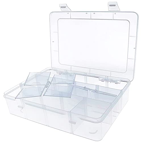 12 Bin Clear Plastic Organizer with Adjustable Divider 7.3x4.9in