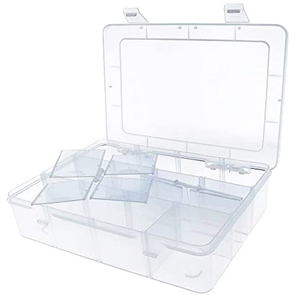 12 Bin Clear Plastic Organizer with Adjustable Divider 7.3x4.9in
