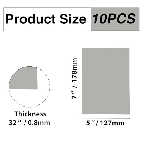 10Pcs Silver Anodized Aluminum Sheet 5" x 7" x 1 (2.434 Sq Ft)