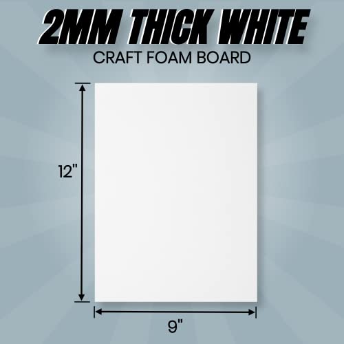 24 Ct Sheets White EVA Cosplay Foam in 9” x 12’’ Sheets; High Density Thick Foam 85 kg