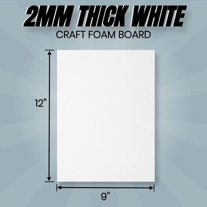 24 Ct Sheets White EVA Cosplay Foam in 9” x 12’’ Sheets; High Density Thick Foam 85 kg