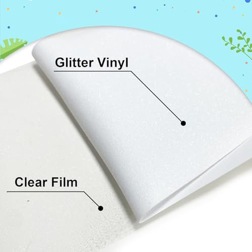 White Glitter HTV Heat Transfer Vinyl 12x6FT Glitter Iron on Vinyl for T Shirts Easy Cut Weed HTV Compatible with Cricut All Cutters White Glitter Heat Transfer Vinyl