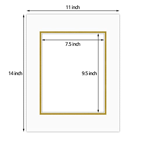 5 Pack Double mat 11x14 For 8x10 Photo Off White Over Gold (5 Count)