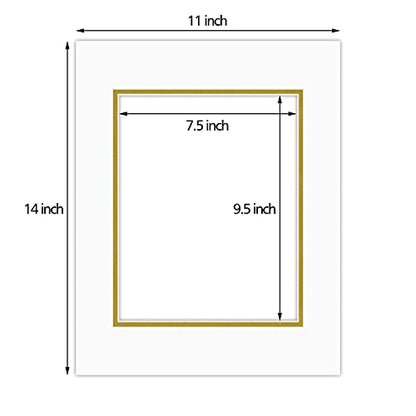 5 Pack Double mat 11x14 For 8x10 Photo Off White Over Gold (5 Count)