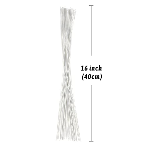 18 Gauge White Floral Stem Wire 16 inch (50 Count)