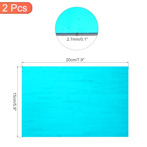 2 Pcs Stained Glass Sheet Mosaic Tile 7.9 Inch x 5.9 Inch Blue Stained Glass Sheets for Crafts DIY Art Project