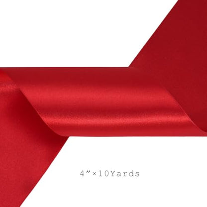 Red Satin Ribbon 4 Inch x 10 Yards Double Faced