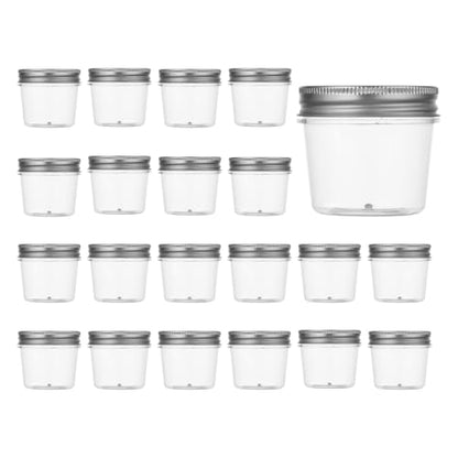 4 oz Plastic Small Mason Jars and Small Plastic Jars with Lids (20 Count)